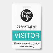 Wit Turquoise Logo Bezoeker Kleurcode Toegang Badge (Voorzijde)