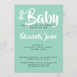 Wit & Turquoise Schachbrett Baby Shower Uitnodigin Kaart