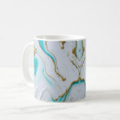 Wit-turquoise vloeibaar marmer koffiemok (Voorkant links)
