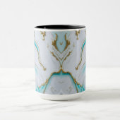 Wit-turquoise vloeibaar marmer mok (Midden)