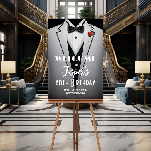Wit Tuxedo Zwart Stropdas Event Poster Sign