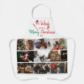 Wit u Verfijn Kerstmis Aangepast 9 Foto Collage Schort (Voorkant)