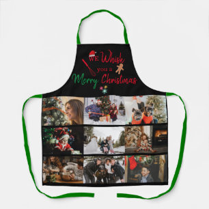 Wit u Verfijn Kerstmis Aangepast 9 Foto Collage Schort