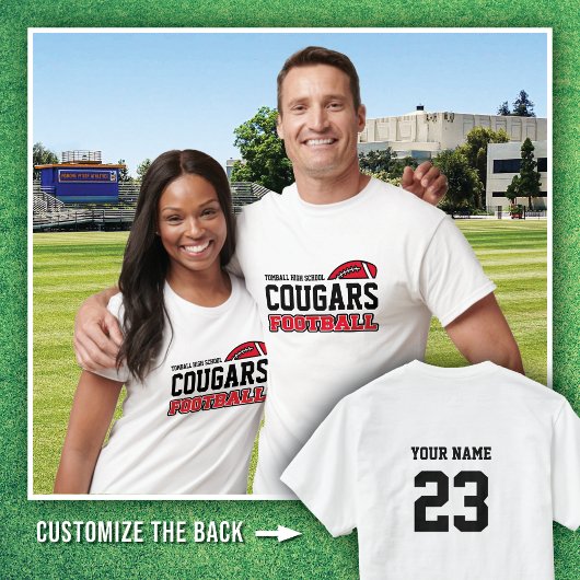 WIT UIT Tomball Hoge Cougars Football naam # T-shirt