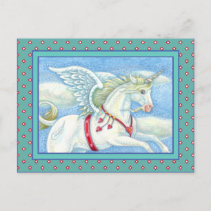 WIT UNICORN, FANTASY PEGASUS FEESTDAGENKAART