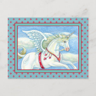 WIT UNICORN, FANTASY PEGASUS FEESTDAGENKAART