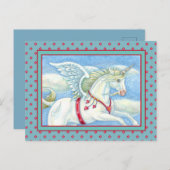 WIT UNICORN, FANTASY PEGASUS FEESTDAGENKAART (Voorkant / Achterkant)