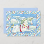 WIT UNICORN, FANTASY PEGASUS FEESTDAGENKAART (Voorkant / Achterkant)