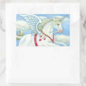 WIT UNICORN, FANTASY PEGASUS RECHTHOEKIGE STICKER (Tas)