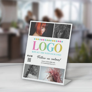 Wit Uw Logo Foto's QR Code Social Media Promo Reclamebord Met Voetstuk