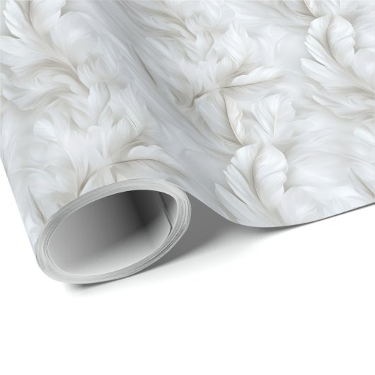 Wit Veerpatroon Bruids- Cadeaupapier (Rol Hoek)