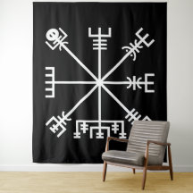 Wit Vegvisir Sigil op zwart