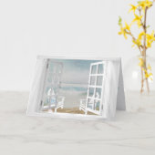 wit venster met ligstoelenverjaardag kaart (Gele Bloem)