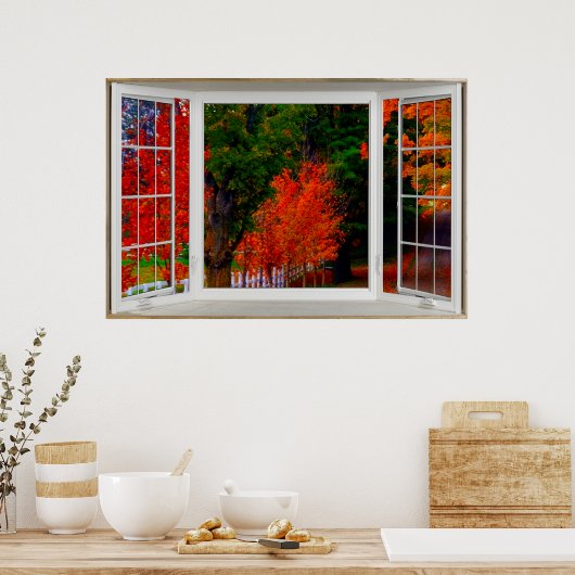 Wit-venster Verlichtingsnajaar scène Poster (Keuken)