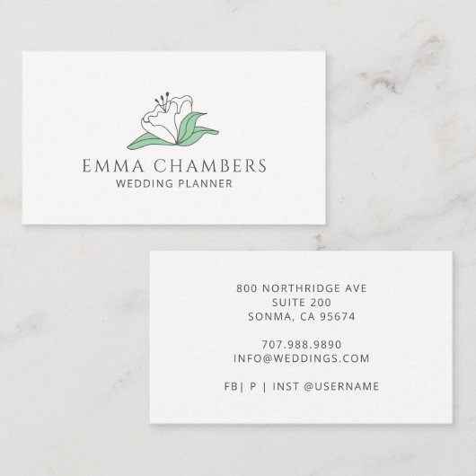 Wit-ventilator voor bruiloft visitekaartje (Voorkant / Achterkant)