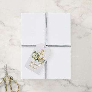Wit Verankerd Liefde Bloemen Nautische Cruise Favo Cadeaulabel
