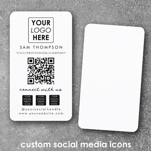 Wit Verbinden met ons Social Media QR Code Logo Visitekaartje