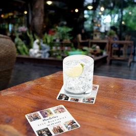 Wit verjaardagsfeest foto collage kartonnen onderzetters