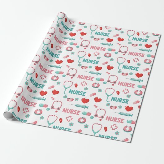 Wit verpleegstersleven Naadloos patroon (1) Cadeaupapier (Uitgerold)