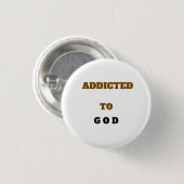 Wit VERSLAAFD AAN GOD Ronde Button 3,2 Cm (Voorkant /achterkant)