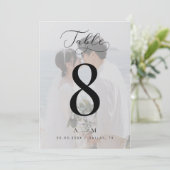 Wit vervaagde foto monogram trouwtafel nummer 5x7 kaart (Staand voorkant)