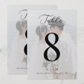 Wit vervaagde fotomonogram trouwtafel nummer 5x7 kaart (Voorkant / Achterkant)