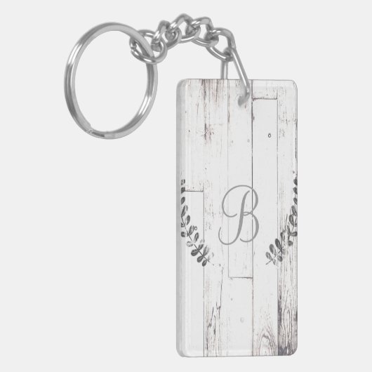 Wit Verweerd Hout Rustieke Boerderij Botanisch Sleutelhanger (Voorkant Links)