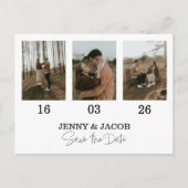 Wit vet Fotocollage datums Save the Date Briefkaart (Voorkant)