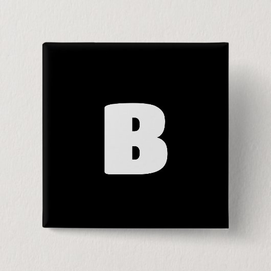 Wit vet initiaal op zwart vierkante button 5,1 cm (Voorkant)