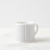 Wit vierkant geometrisch espresso kop (Voorkant rechts)