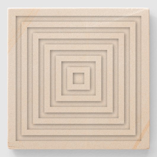 Wit vierkant geometrisch stenen onderzetter (Voorkant)