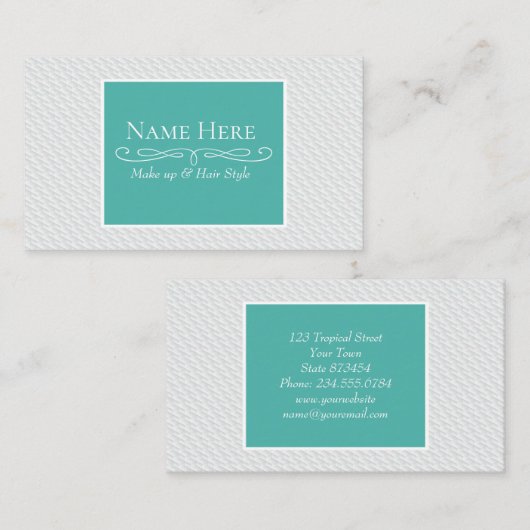 Wit vierkant met reliëf visitekaartje (Voorkant / Achterkant)