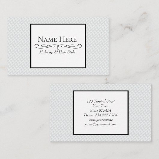 Wit vierkant met reliëf visitekaartje (Voorkant / Achterkant)