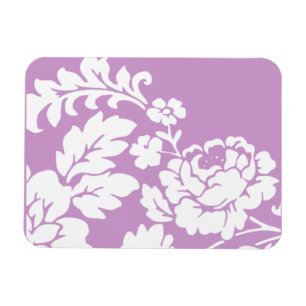 Wit Vintage Bloemensilhouet op Lavendel Magneet