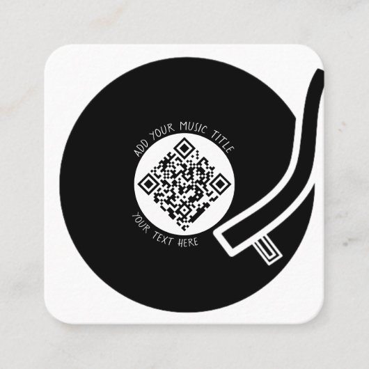 Wit Vinyl LP | Muziek QR Code Vierkante Visitekaartje (Voorkant)