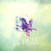 Wit & Violet Bloemen Bruiloft Welkom Raamsticker (Vel 3)