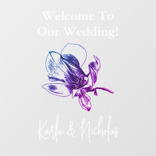 Wit & Violet Bloemen Bruiloft Welkom Raamsticker (Vel)