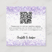 Wit violet QR code bruiloft RSVP Informatiekaartje (Voorkant)