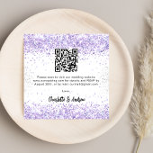 Wit violet QR code bruiloft RSVP Informatiekaartje