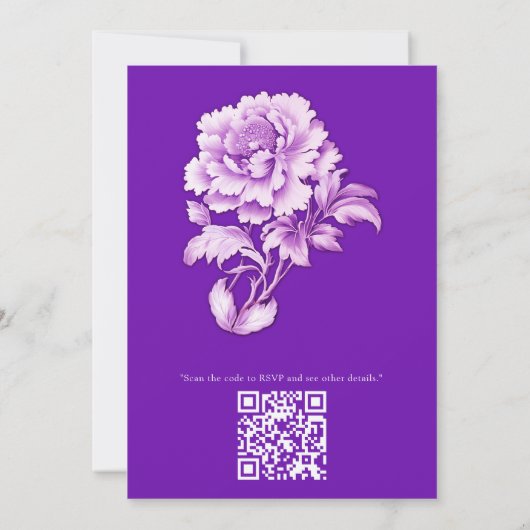 Wit / violet Roos Bloemen ontwerp Kaart (Achterkant)
