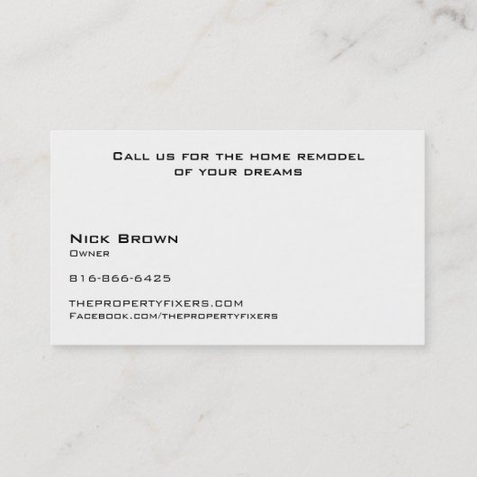 Wit Visitekaartje Eigenschapcontrole (Achterkant)