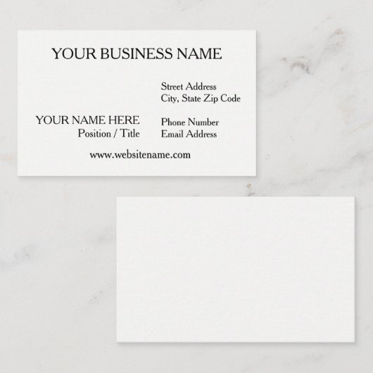 Wit Visitekaartje (matte afwerking) (Voorkant / Achterkant)