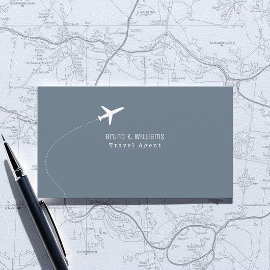 Wit Vliegtuig Blauwe Reisagent Visitekaartje