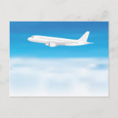 Wit vliegtuig op blauwe wolkenachtergrond briefkaart (Voorkant)