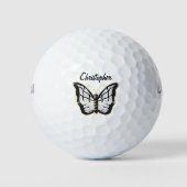 Wit Vlinderontwerp Persoonlijk Golfballen (Voorkant)