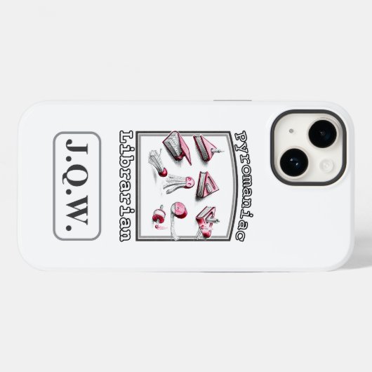 Wit Voeg drie Initialen Pyromaniac Librarian toe Case-Mate iPhone Case (Achterkant (horizontaal))