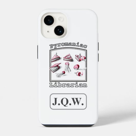 Wit Voeg drie Initialen Pyromaniac Librarian toe iPhone Hoesje (Achterkant)