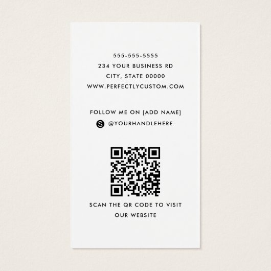 Wit voeg logo sociale media QR code visitekaartje (Achterkant)