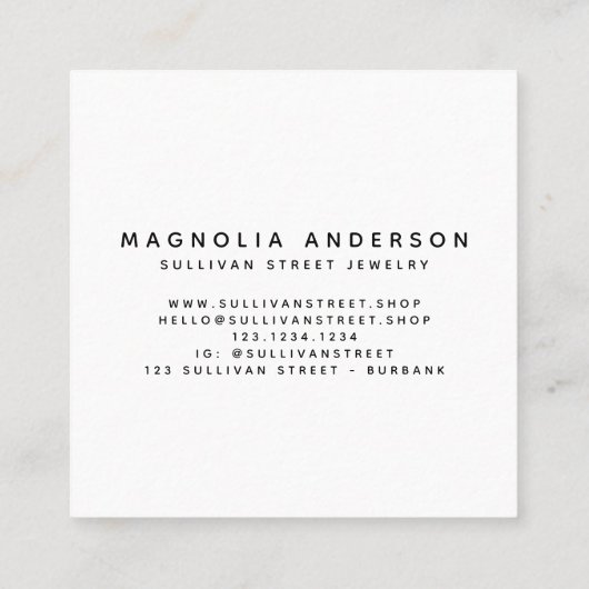 Wit voeg Uw Logo Modern Vierkant Visitekaartje toe (Achterkant)