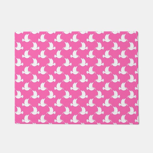Wit Vogelmotief voor Borstkankerbewustzijn Deurmat (Voorkant)